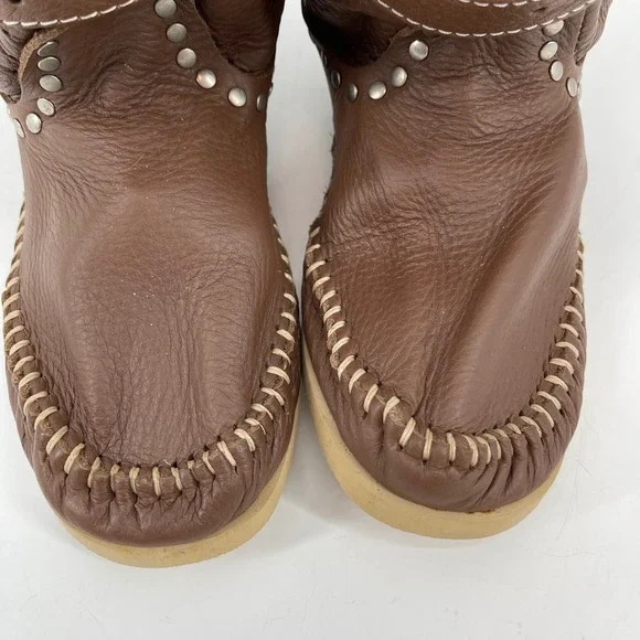 Hector Riccione Made in Italy Leather Studded Buckle Western Boots Brown Size 7 - Picture 2 of 9